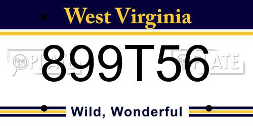 899T56 West Virginia License Plate