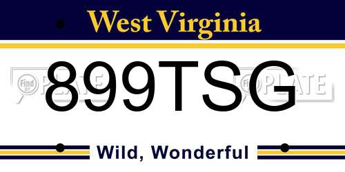 899TSG West Virginia License Plate
