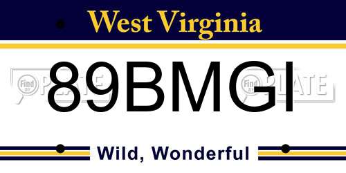 89BMGI West Virginia License Plate