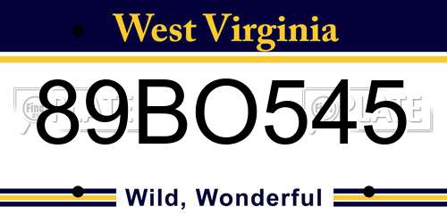 89BO545 West Virginia License Plate