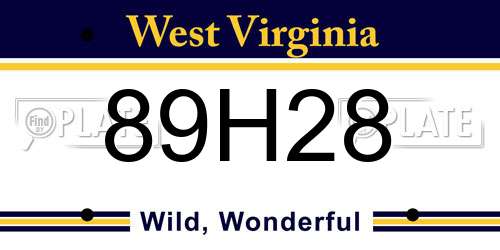 89H28 West Virginia License Plate