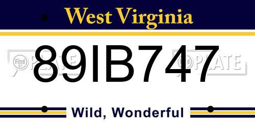 89IB747 West Virginia License Plate