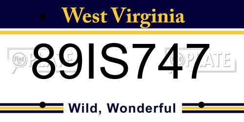 89IS747 West Virginia License Plate