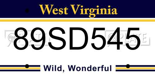 89SD545 West Virginia License Plate