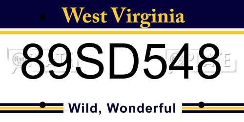 89SD548 West Virginia License Plate