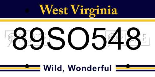 89SO548 West Virginia License Plate