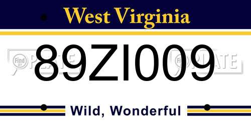 89ZI009 West Virginia License Plate