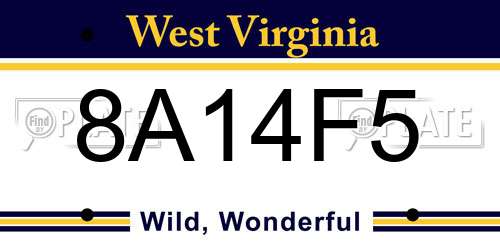 8A14F5 West Virginia License Plate