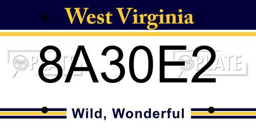 8A30E2 West Virginia License Plate