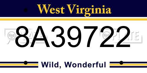8A39722 West Virginia License Plate