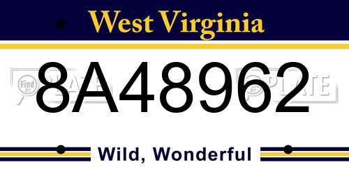 8A48962 West Virginia License Plate