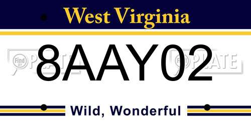 8AAY02 West Virginia License Plate
