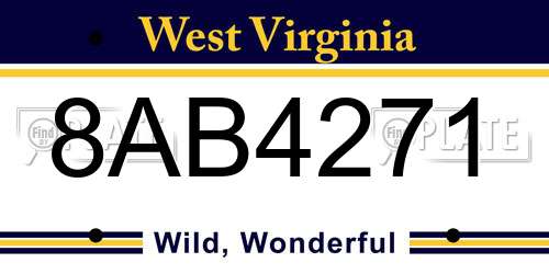 8AB4271 West Virginia License Plate