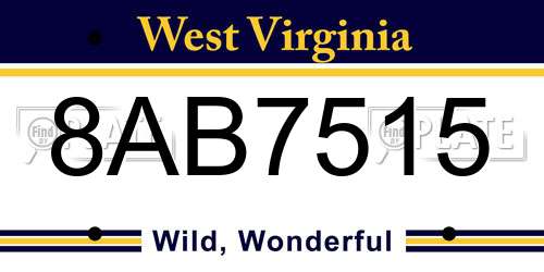 8AB7515 West Virginia License Plate