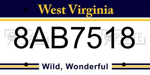 8AB7518 West Virginia License Plate