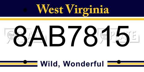 8AB7815 West Virginia License Plate