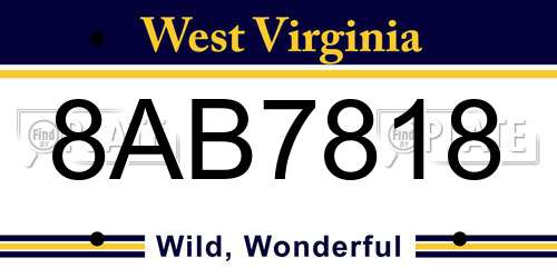 8AB7818 West Virginia License Plate