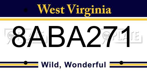8ABA271 West Virginia License Plate