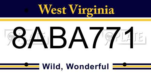 8ABA771 West Virginia License Plate