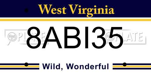 8ABI35 West Virginia License Plate