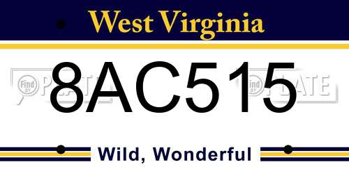 8AC515 West Virginia License Plate