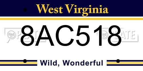 8AC518 West Virginia License Plate