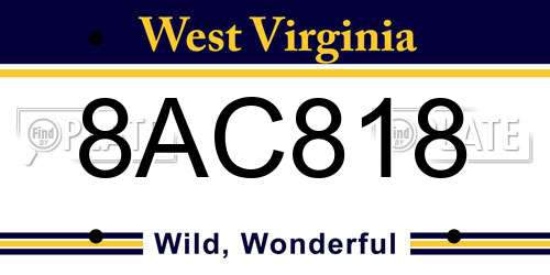 8AC818 West Virginia License Plate