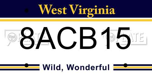 8ACB15 West Virginia License Plate