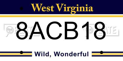 8ACB18 West Virginia License Plate