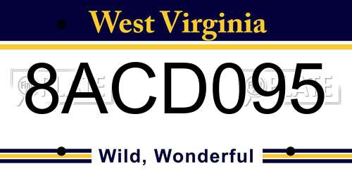 8ACD095 West Virginia License Plate