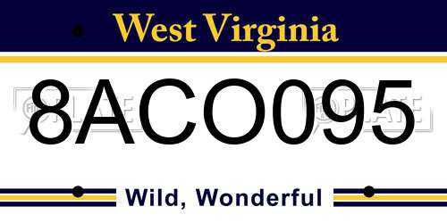 8ACO095 West Virginia License Plate