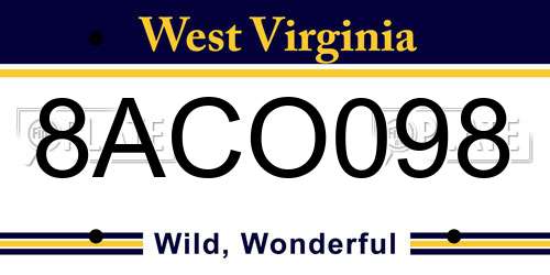 8ACO098 West Virginia License Plate