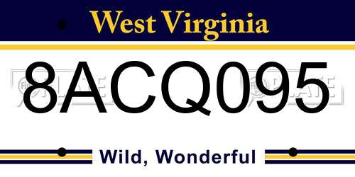 8ACQ095 West Virginia License Plate