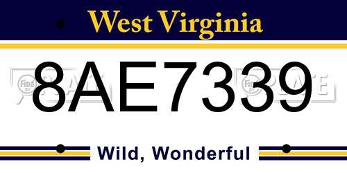 8AE7339 West Virginia License Plate