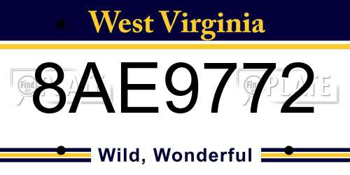 8AE9772 West Virginia License Plate