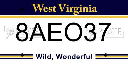 8AEO37 West Virginia License Plate