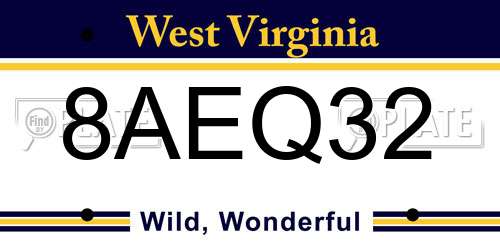 8AEQ32 West Virginia License Plate