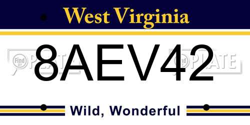 8AEV42 West Virginia License Plate