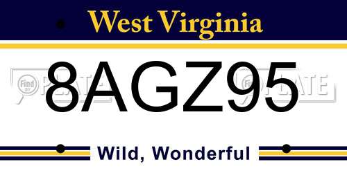 8AGZ95 West Virginia License Plate
