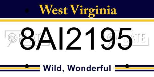8AI2195 West Virginia License Plate