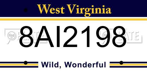 8AI2198 West Virginia License Plate