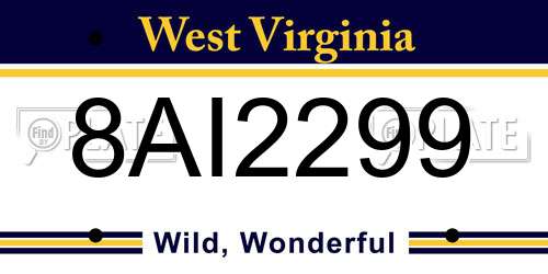 8AI2299 West Virginia License Plate