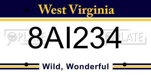 8AI234 West Virginia License Plate