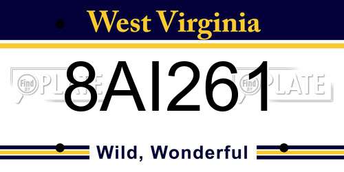 8AI261 West Virginia License Plate