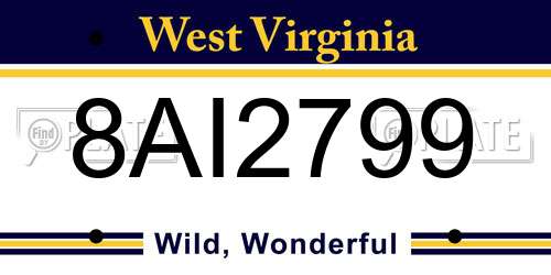 8AI2799 West Virginia License Plate