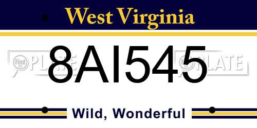 8AI545 West Virginia License Plate
