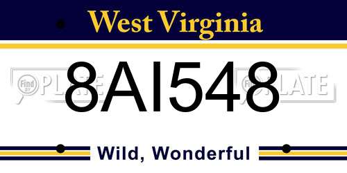 8AI548 West Virginia License Plate