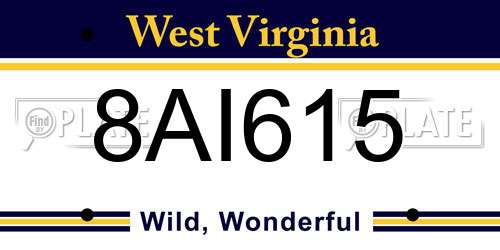8AI615 West Virginia License Plate