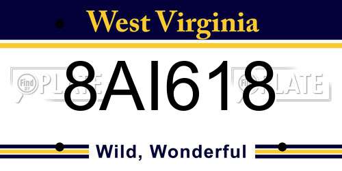 8AI618 West Virginia License Plate