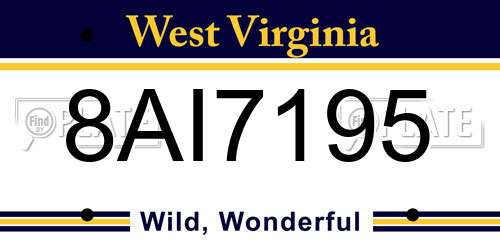8AI7195 West Virginia License Plate